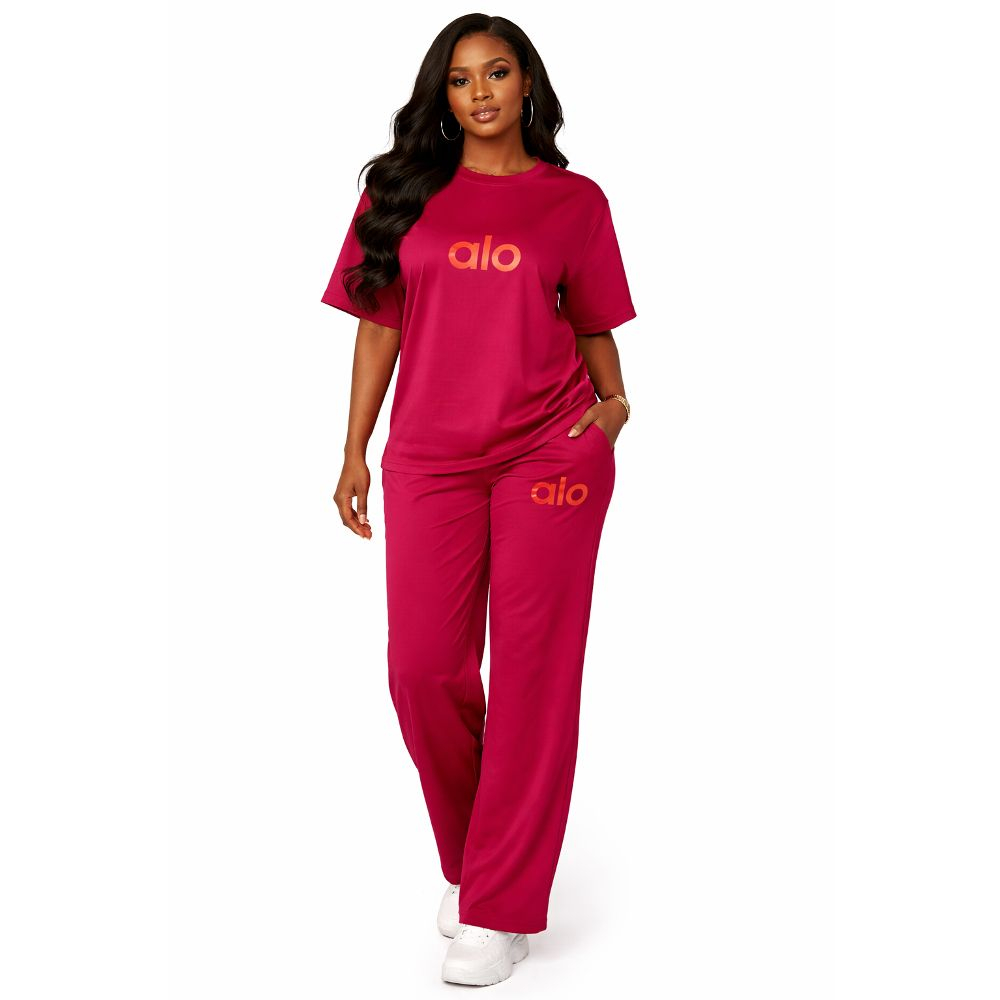 Vibrant Magenta Short Sleeve Loungewear Set
